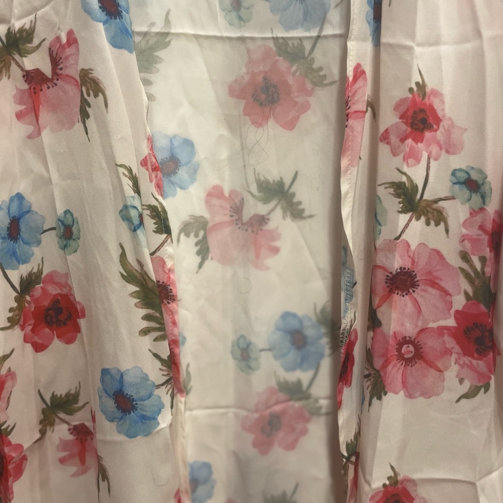 Floral kimono style silk like cardigan - Picture 5 of 6